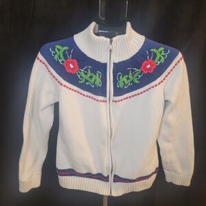 Adorable Embroidered Zip Cardigan from Talbots
